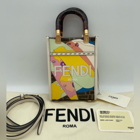 NEW FENDI MINI SUNSHINE FF SUMMER CROSSBODY TOTE BAG PURSE NWT AUTH! - Picture 5 of 16